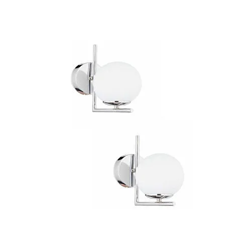 Apliqa Sara Krom Kaplama Duvar Lambası 2'li Aplik Seti Yatak Odası-yatak Başı-banyo İçin Modern Aplik