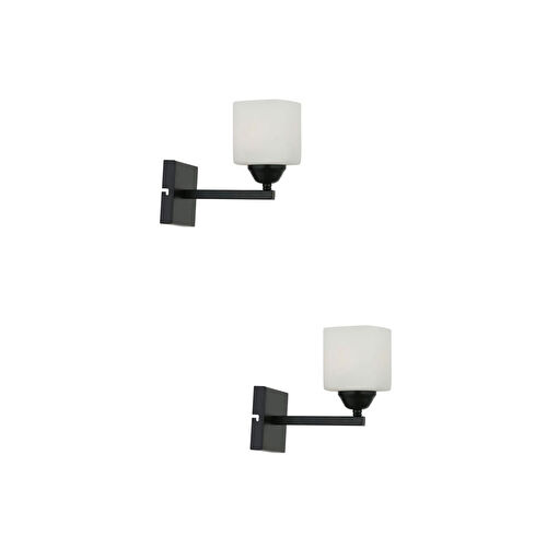 Apliqa Minel Siyah 2'li Aplik Seti Yatak Odası-yatak Başı,cafe,restoran Için Duvar Lambası