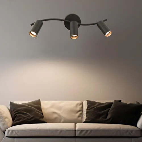 Apliqa Dusan Siyah 3lü Modern Duvar Lambası Spot Aplik