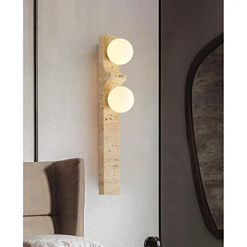 Apliqa Veluna 2'li Traverten Mermer Desenli Modern Salon Aplik