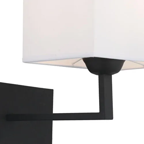 Apliqa Rylee Tekli Beyaz Şapkalı Siyah Duvar Lambası Yatak Odası-yatak Başı-banyo Için Modern Aplik