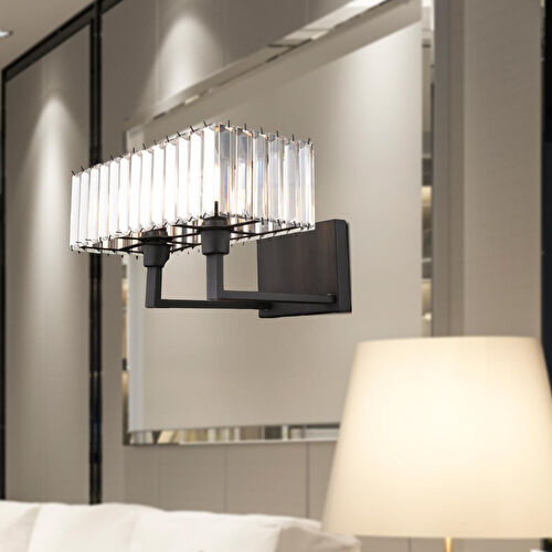 Apliqa Brambles Siyah Kristal Taşlı Duvar Lambası Yatak Odası-yatak Başı-salon Için Aplik