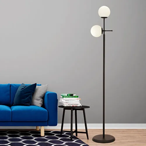 Apliqa Günay 2li Siyah Beyaz Camlı Modern Dekoratif Tasarım Oturma Odası-salon Lambader