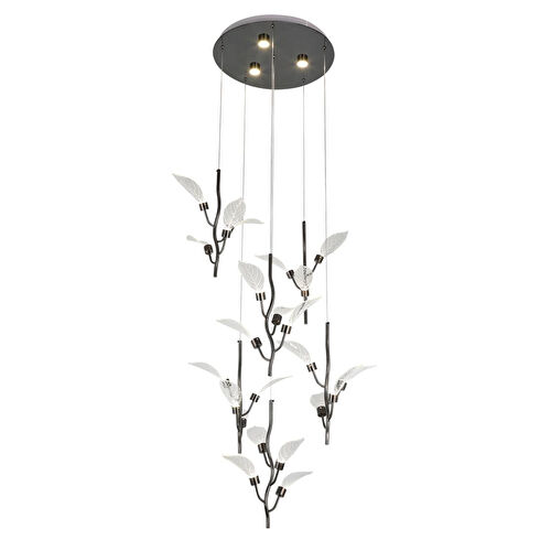 Apliqa Liria 6'lı Platin Yaprak Desenli Sarkıt Led Avize