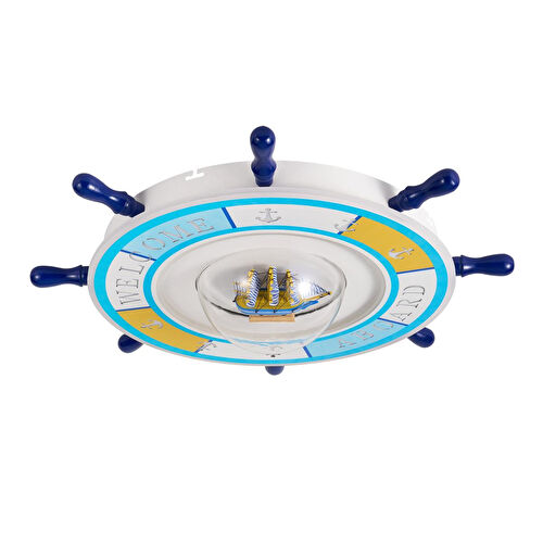 Apliqa Loui Ledli Gemi Dümeni Desenli Plafonyer Çocuk Odası Avize