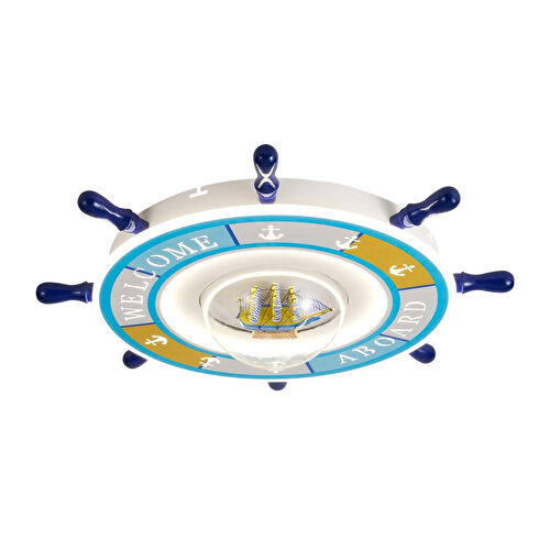 Apliqa Loui Ledli Gemi Dümeni Desenli Plafonyer Çocuk Odası Avize