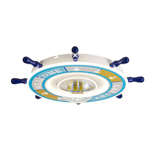 Apliqa Loui Ledli Gemi Dümeni Desenli Plafonyer Çocuk Odası Avize