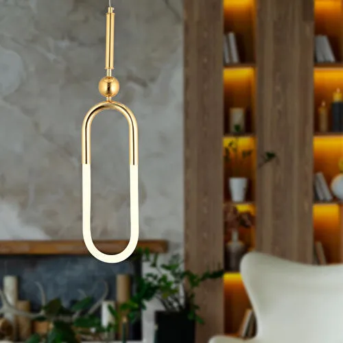 Apliqa Thisted Tekli Gold Ledli 13 Watt Modern Koridor, Yatak Odası Salon Sarkıt Led Avize
