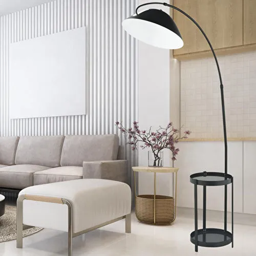 Apliqa Briella Modern Sehpalı Tasarım Metal Siyah Lambader