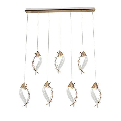 Apliqa Ardea 7'li Gold Sıralı Sarkıt Salon Led Avize Apliqa Ardea 7'li Gold Sıralı Sarkıt Salon Led Avize