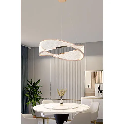 Apliqa Natura 60'lık Yuvarlak Gold Salon Sarkıt Led Avize