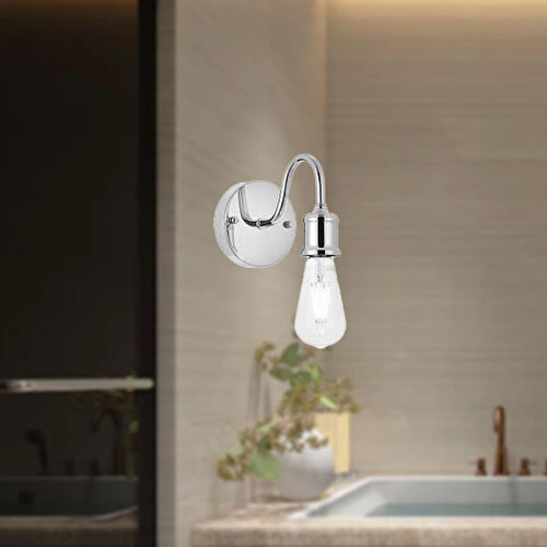 Apliqa Coman Tekli Krom Duvar Lambası Yatak Odası-yatak Başı İçin Modern Aplik