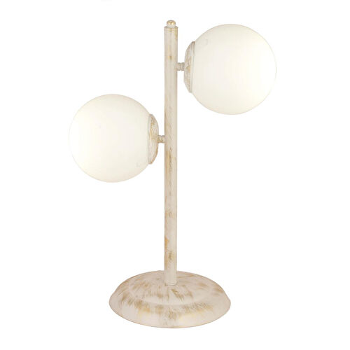 Apliqa Siena 2li Beyaz Boyalı Beyaz Camlı Masa Lambası Modern Tasarım -yatak Odası-salon Abajur