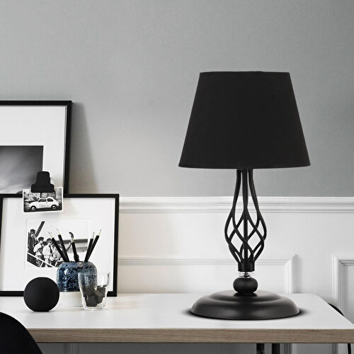 Apliqa Lupin Siyah Masa Lambası Siyah Şapkalı Modern Tasarım Salon-yatak Odası Retro Abajur