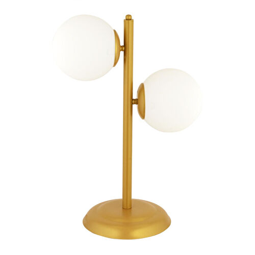 Apliqa Siena 2li Gold Boyalı Beyaz Camlı Masa Lambası Modern Tasarım -yatak Odası-salon Abajur