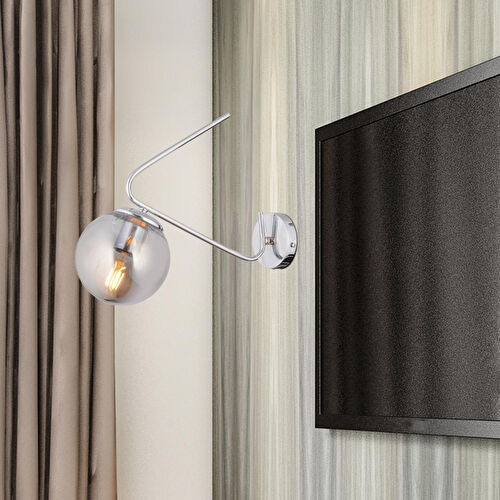 Apliqa Mildred Tekli Krom Duvar Lambası Yatak Odası-yatak Başı-banyo İçin Modern Aplik