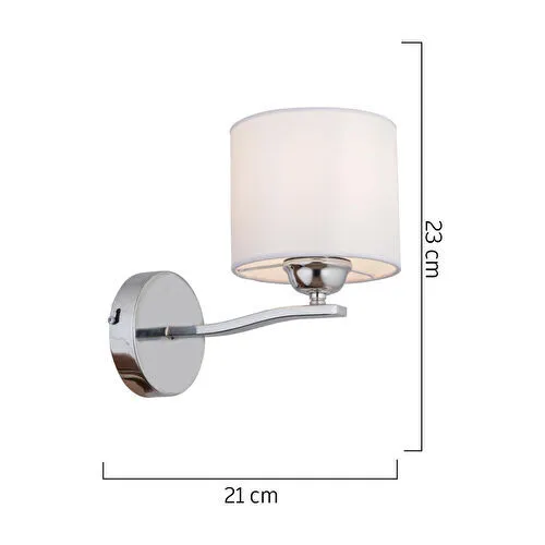 Apliqa Keria Tekli Beyaz Şapkalı Krom Duvar Lambası Yatak Odası-yatak Başı-banyo Için Modern Aplik