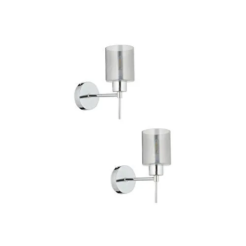 Apliqa Cemre Tekli Krom 2'li Aplik Seti Yatak Odası-yatak Başı Duvar Lambası