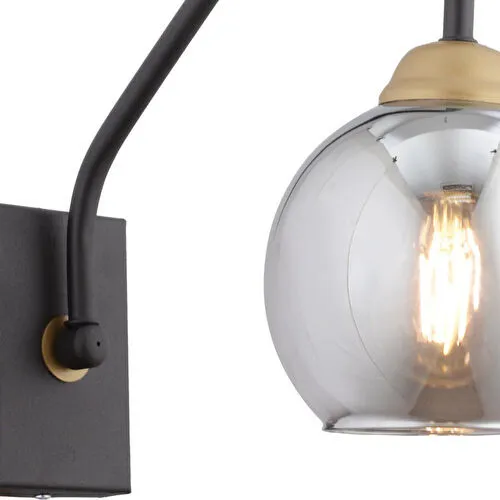 Apliqa Ulrika Tekli Siyah Eskitme Füme Camlı Modern ,yatak Başı,yatak Odası Salon Aplik