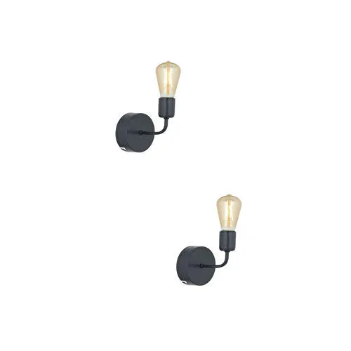 Apliqa Core Siyah 2'li Aplik Seti Yatak Odası-yatak Başı,cafe,restoran Için Duvar Lambası