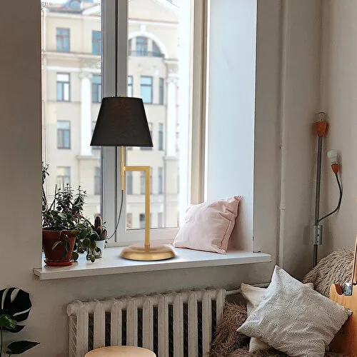 Apliqa Favla Siyah Şapkalı Eskitme Masa Lambası Modern Tasarım Ayarlanabilir Retro Abajur