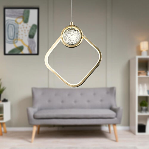 Apliqa Frieda Tekli 3 Renkli 17 Watt Gold Ledli Modern Oturma Odası Salon Sarkıt Avize