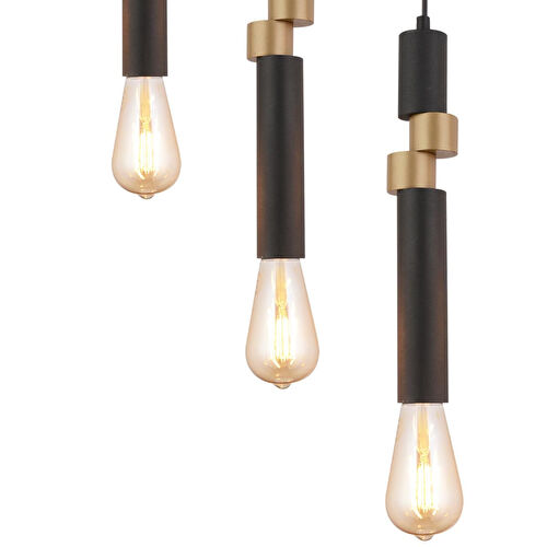 Apliqa Barnaby 5'li Sıralı Siyah Eskitme Sarkıt Modern Genç Odası Mutfak Salon Sarkıt Avize