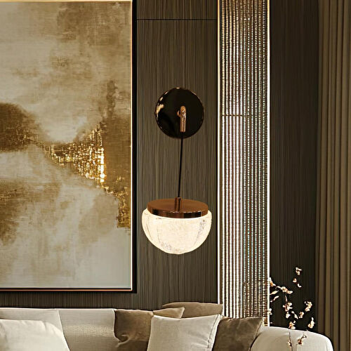 Apliqa Derem Siyah Gold 8 Watt Kristal Taşlı Salon Led Aplik