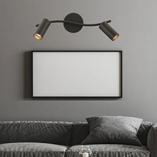 Apliqa Dusan Siyah 2li Modern Duvar Lambası Spot Aplik