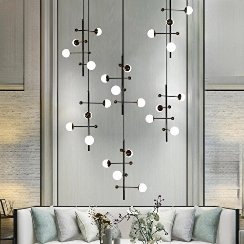 Apliqa Addo Siyah 6'lı Sıralı 24 Watt Modern Sarkıt Koridor, Yemek Masası Üstü, Salon Sarkıt Led Avize