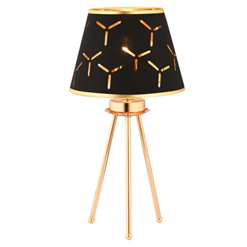 Apliqa Epona Siyah Desenli Şapkalı Gold Modern Dekoratif Salon Abajur
