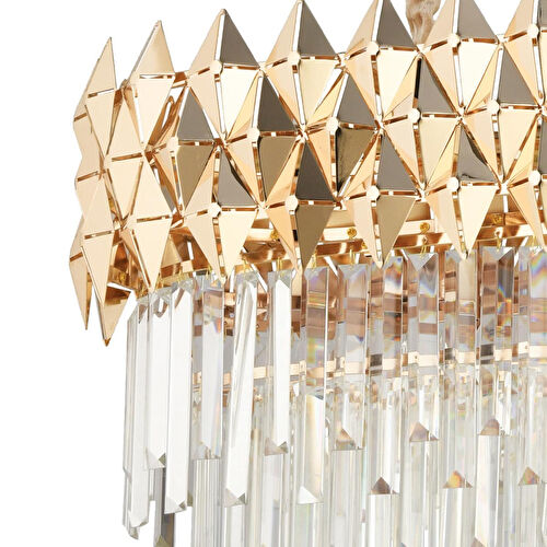 Apliqa Rodya 80'lik Sıralı Gold Kristal Taşlı Modern Yemek Odası Salon Sarkıt Avize