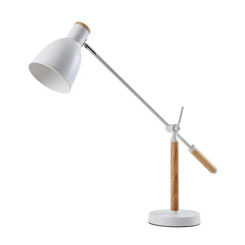 Apliqa Marmo Ahşap Detaylı Beyaz Ders Çalışma Masası Lambası