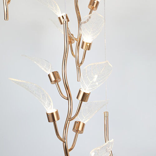Apliqa Liria 7'li Gold Yaprak Desenli Sarkıt Led Avize Apliqa Liria 7'li Gold Yaprak Desenli Sarkıt Led Avize