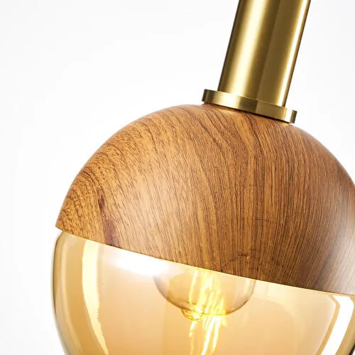 Apliqa Darıs Tekli Ahşap Desenli Sarkıt Avize