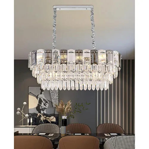 Apliqa Colın 80'lik Yemek Masası Üstü Krom Kaplamalı Kristalli Avize Apliqa Colın 80'lik Yemek Masası Üstü Krom Kaplamalı Kristalli Avize