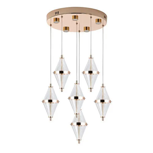 Apliqa Harold 6'lı 40 Watt Yuvarlak Gold Ledli Modern Salon Avize Apliqa Harold 6'lı 40 Watt Yuvarlak Gold Ledli Modern Salon Avize