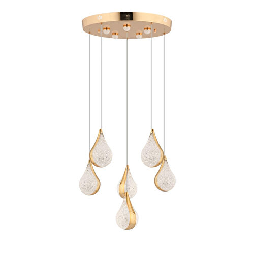 Apliqa Biana 6'lı Yuvarlak Gold Damla Başlıklı Modern Salon Led Avize