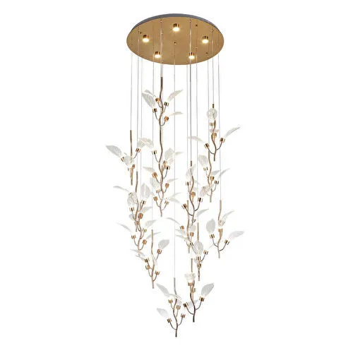 Apliqa Liria 15'li Gold Yaprak Desenli Sarkıt Led Avize