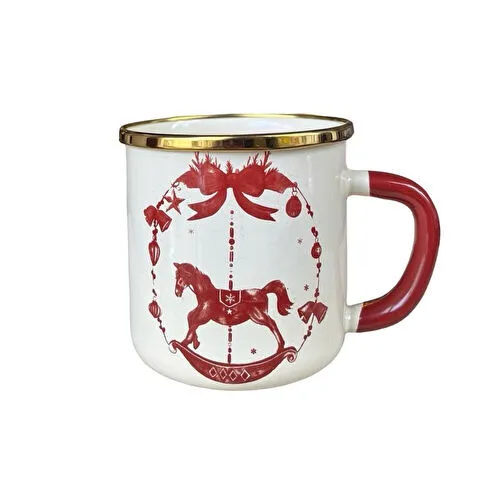 Emaylabxyirmiyedikuzguncuk Christmas Carousel Emaye Kupa Bordo