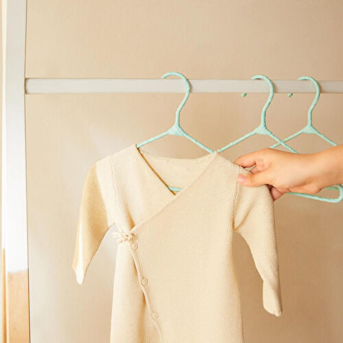 Ocean Home Textile 6'lı Mint Renk Kumaş Kaplı Metal Bebek Giysi Askısı19.5 X 30 X 0.3 Cm