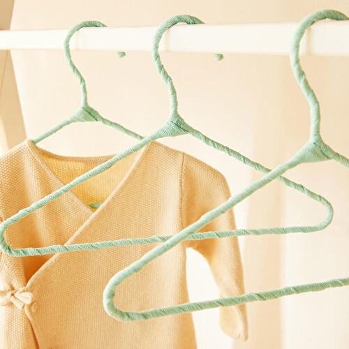 Ocean Home Textile 12'li Mint Renk Kumaş Kaplı Metal Bebek Giysi Askısı19.5 X 30 X 0.3 Cm