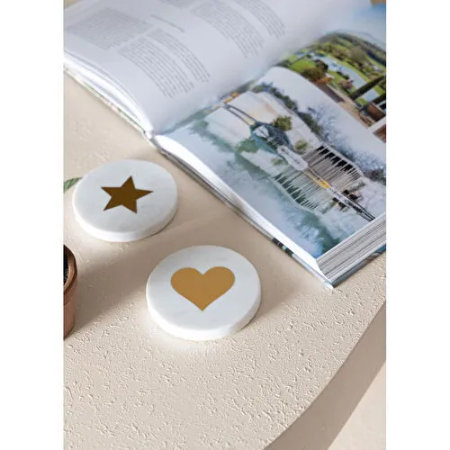 The Mia Mermer Bardak Altlığı Kalp