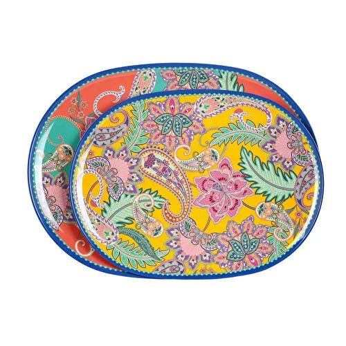 Lucky Art Paiselle Melamin 2li Tepsi Seti