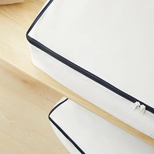 Ocean Home Textile 2'li Mega Boy Lacivert Fermuarlı Beyaz Renk Stuff & Things Baza Altı Hurç Set 74 X 46 X 22 Cm