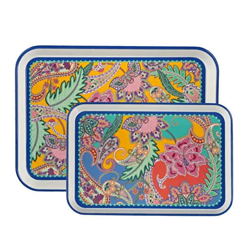 Lucky Art Paiselle Melamin 2li Tepsi Seti