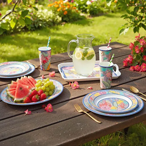 Lucky Art Paiselle Melamin 2li Tepsi Seti