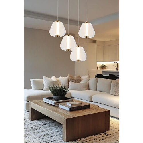 Apliqa Hopps 72 Watt 4'lü Yuvarlak Bakır Tekli Led Sarkıt Avize