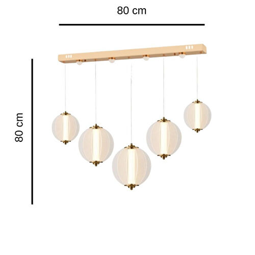 Apliqa Penny 90 Watt 5'li Sıralı Bakır Led Sarkıt Avize