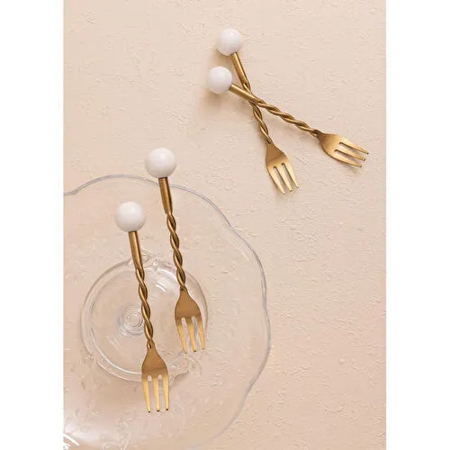 The Mia Globe Kek Çatalı Beyaz 4 Parça